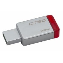 Memoria USB Kingston DataTraveler 50, 32GB, USB 3.0, Plata/Rojo - Envío Gratis