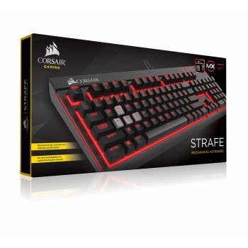 Teclado Gamer Corsair Strafe LED Rojo, Teclado Mecánico, Cherry MX Red, Alámbrico, Negro/Rojo (Español) - Envío Gratis