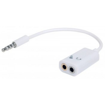 Manhattan Adaptador de Audio 3.5mm Macho - 2x 3.5mm Hembra, Blanco - Envío Gratis