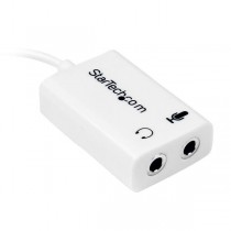 StarTech.com Adaptador Divisor 1x 3.5mm Macho - 2x 3.5mm Hembra para Audífonos y Micrófono, Blanco - Envío Gratis