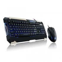 Kit Gamer de Teclado y Mouse Tt eSPORTS COMMANDER Azul, Alámbrico, USB, Negro (Español) - Envío Gratis