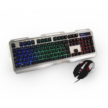 Kit Gamer de Teclado y Mouse Naceb NA-0911, Alámbrico, USB, Gris (Español) - Envío Gratis