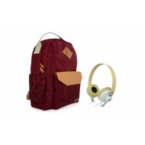 Perfect Choice Mochila de Poliéster Lok Sussex para Laptop 14", Beige/Burdeos + Audífonos Free-Way Sussex - Envío Gratis