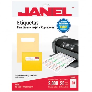 Janel Paquete de 2000 Etiquetas Blancas de 13x45mm - Envío Gratis