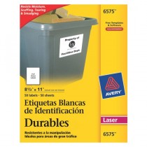 Avery Etiquetas Permanentes 6575, 50 Etiquetas de 8.5'' x 11'', Blanco - Envío Gratis