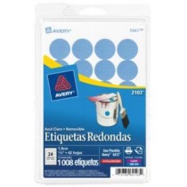 Avery Etiqueta Redonda 2103, 1008 Etiquetas de Diámetro 3/4'', Azul Claro - Envío Gratis