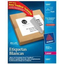 Avery Etiqueta de Envío 5265, 25 Etiquetas de 8.5'' x 11'', Blanco - Envío Gratis