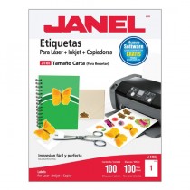 Janel Etiqueta Blanca de 216 x 279mm, Paquete de 100 Etiquetas - Envío Gratis