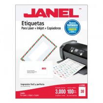 Janel Paquete de 3000 Etiquetas Blancas de 25x67mm - Envío Gratis