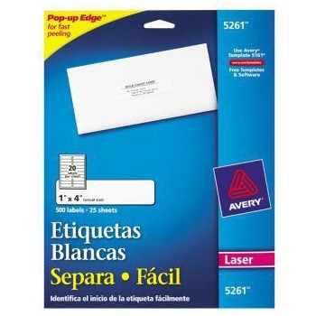 Avery 500 Etiquetas Blancas 5261 de 1'' x 4'' - Envío Gratis