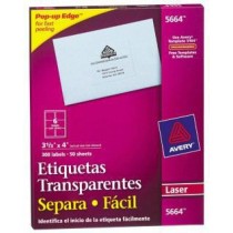 Avery Etiquetas Transparentes 5664, 300 Etiquetas de 3.33 x 4'' - Envío Gratis