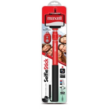 Maxell Selfie Stick Retractil Aluminio, 75cm, Negro/Rojo - Envío Gratis