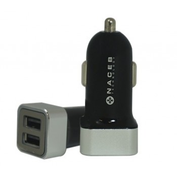 Naceb Cargador para Auto NA-602, 5V, 2x USB 2.0, Negro - Envío Gratis