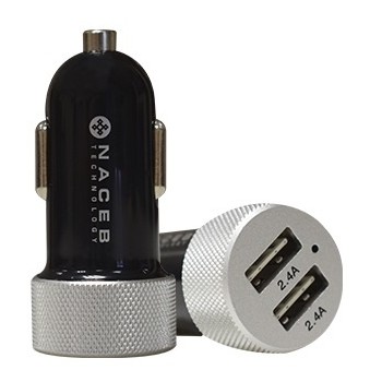 Naceb Cargador para Auto NA-601, 5V, 2x USB 2.0, Negro - Envío Gratis