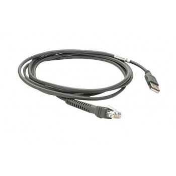 Zebra Cable Blindado USB A Macho - RJ-45 Macho, 2.8 Metros, Negro