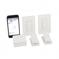 Lutron Kit Regulador Inteligente con Hub y Control Remoto P-BDG-PKG2W, Inalámbrico, Blanco